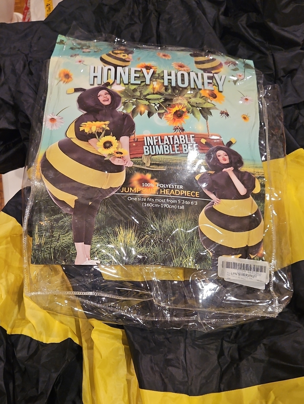 Inflatable Bumble Bee Adult Costume - Yellow and Black